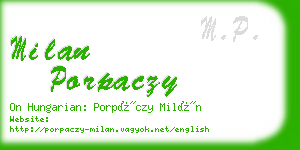 milan porpaczy business card